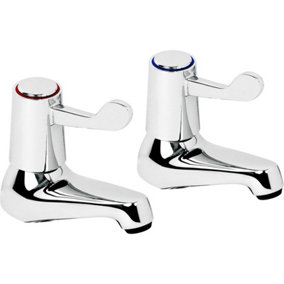 Nes Home Chrome Twin Lever 3/4" Contract Bath Taps with Ceramic Disc Hot and Cold Tap Set