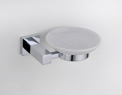 Nes Home CHROMED METAL BATHROOM ACCESSORY - ROUND SOAP DISH HOLDER & SOAP DISH