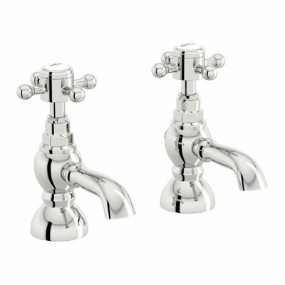 Nes Home Churchill Edwardian Traditional Hot & Cold Twin Basin Taps Chrome
