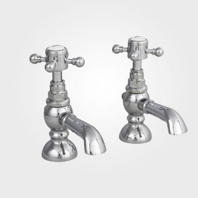 Nes Home Churchill Traditional Chrome Cross Head Twin Bath Filler Taps