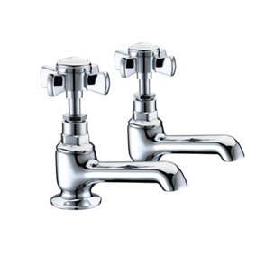 Nes Home Classic Victorian Design Chrome Single Pair Of Hot And Cold Bath Taps
