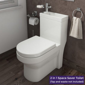 Nes Home Cloakroom 2 in 1 Close Coupled Toilet & Basin White