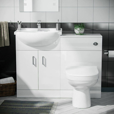 Nes Home Cloakroom Basin Vanity Sink Unit & BTW Toilet WC Cistern Debra