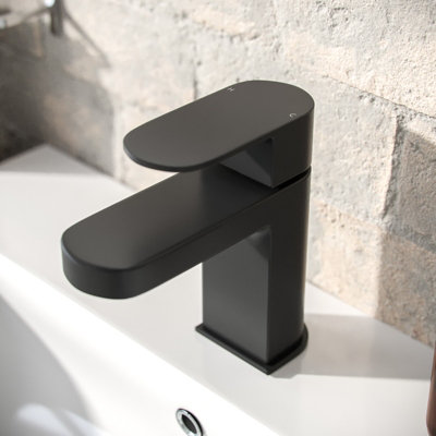 Nes Home Cloakroom Mono Basin Sink Mixer Tap Matte Black Brass Faucet
