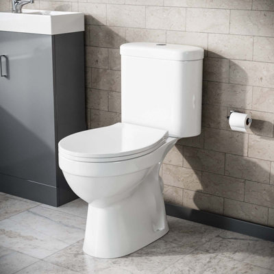 Nes Home Close Coupled Round Cloakroom Toilet with Seat and Cistern ...