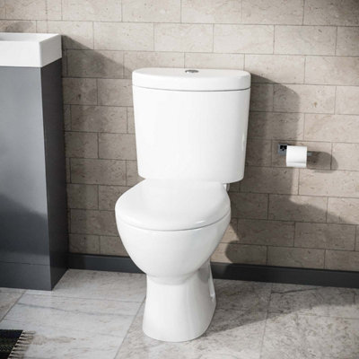 Nes Home Close Coupled Toilet Bathroom WC Pan, Toilet Seat & Cistern