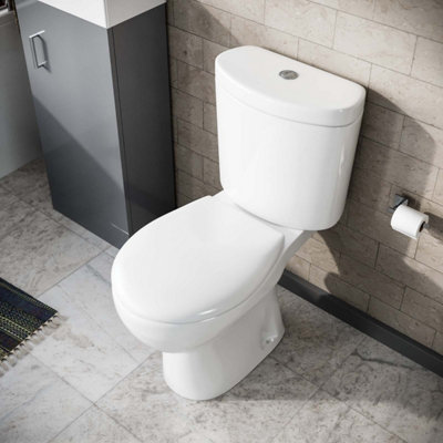 Nes Home Close Coupled Toilet Bathroom WC Pan, Toilet Seat & Cistern