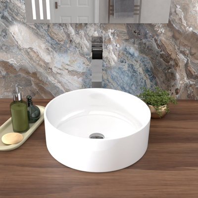 Nes Home Coley 360mm Countertop Basin Round Gloss White