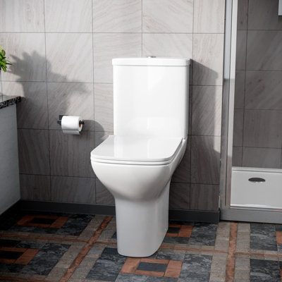 Nes Home Comfort Height Close Coupled WC Toilet Cistern, Soft Close Seat