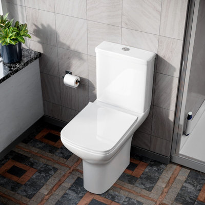 Nes Home Comfort Height Close Coupled WC Toilet Cistern, Soft Close Seat