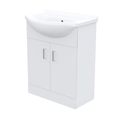 Nes Home Compact Cloakroom 550 mm Basin Flat Pack Vanity Cabinet Unit Sink
