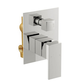 Nes Home Concealed Twin Shower Mixer Valve with Built in Diverter Chrome Brass