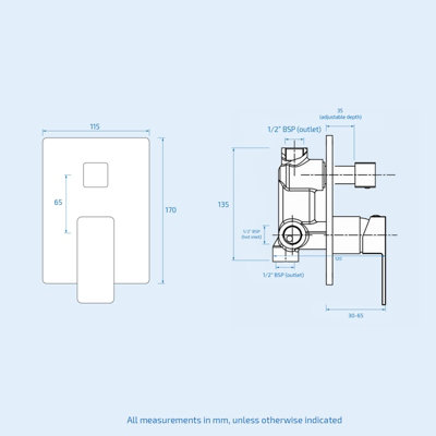 Nes Home Concealed Twin Shower Mixer Valve with Built in Diverter Chrome Brass
