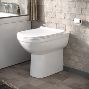 Nes Home Contemporary Bathroom Back to Wall Toilet with Soft Close Seat White