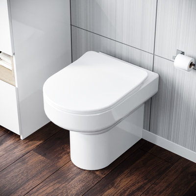Nes Home Contemporary Bathroom Rimless Back to Wall Toilet with Soft Close Seat White