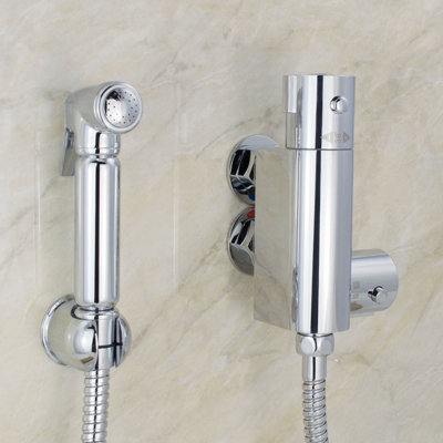 Nes Home Contemporary Chrome Thermostatic Bar Valve Bidet Douche & Spray Kit