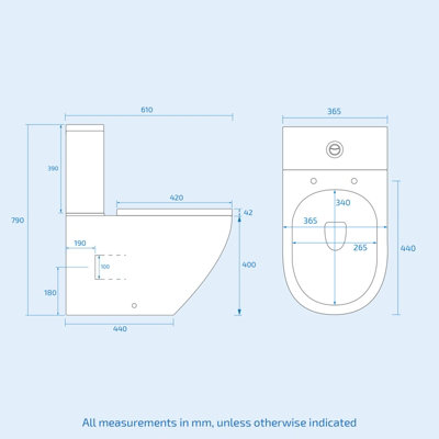 Nes Home Contemporary Round Rimless Close Coupled Toilet With Soft Close Seat