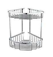 Nes Home Corner Shower Caddy Double Shelf Basket Rack Chrome