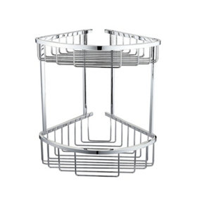 Nes Home Corner Shower Caddy Double Shelf Basket Rack Chrome