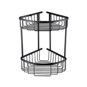 Nes Home Corner Shower Caddy Double Shelf Basket Rack Matte Black