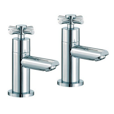 Nes Home Crox Twin Hot and Cold Twin Bath Taps Chrome