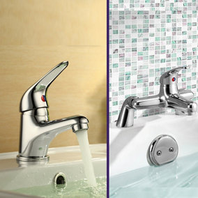 Nes Home Dame Bathroom Basin Mono Mixer Tap & Bath Filler Tap Chrome