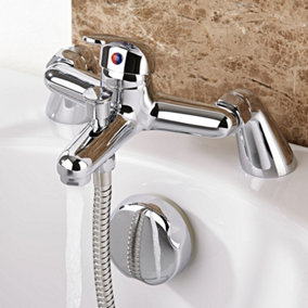 Nes Home Dame Bathroom Basin Mono Mixer Tap, Bath Shower Mixer Tap & Waste Chrome