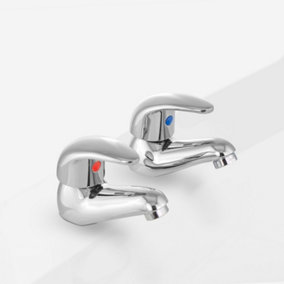 Nes Home Dame Traditional Hot and Cold Basin and Bath Filler Taps Chrome