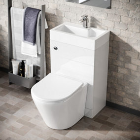 Nes Home Debra 2 in 1 Compact Basin and BTW Rimless Toilet Combo Space Save Cloakroom