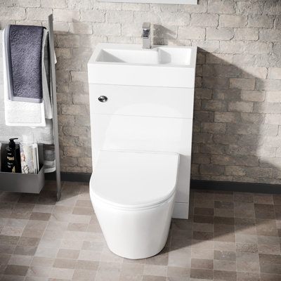 Nes Home Debra 2 in 1 Compact Basin and BTW Rimless Toilet Combo Space Save Cloakroom