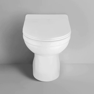 Nes Home Debra Back To Wall Ceramic WC Toilet Pan with Soft Close Seat