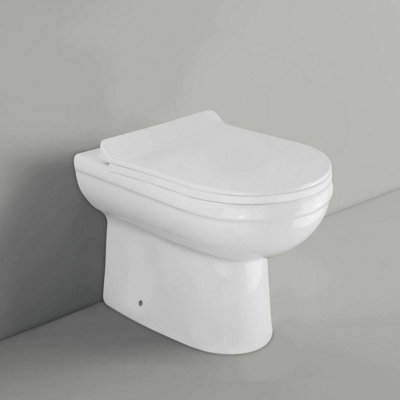 Nes Home Debra Back To Wall Ceramic WC Toilet Pan with Soft Close Seat