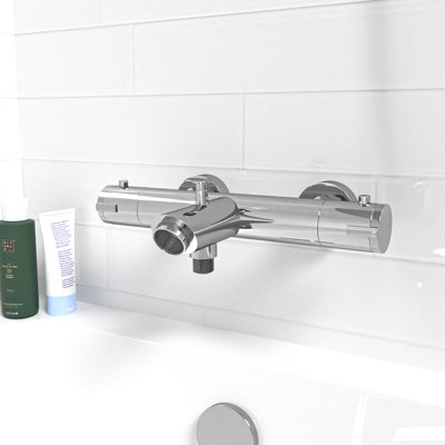 Nes Home Deck Mounted Thermostatic Chrome Bath Filler Shower Mixer Tap