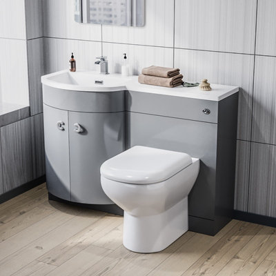 Nes Home Dene 1100mm Left Hand Basin Combination Vanity Unit, WC unit ...