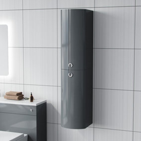 Nes Home Dene 1400 mm Bathroom Wall Hung Cabinet Storage Tall Shelf Furniture Anthracite