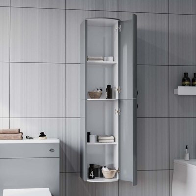 Nes Home Dene 1400 mm Bathroom Wall Hung Cabinet Storage Tall Shelf Furniture Steel Grey