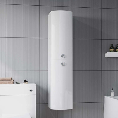 Nes Home Dene 1400 mm Bathroom Wall Hung Cabinet Storage Tall Shelf Furniture White