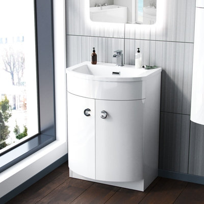 Nes Home Dene 600mm Freestanding White Vanity with Basin Flat Pack