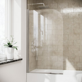 Nes Home Denver 800 mm Frameless Curved Bath Shower Screen Door