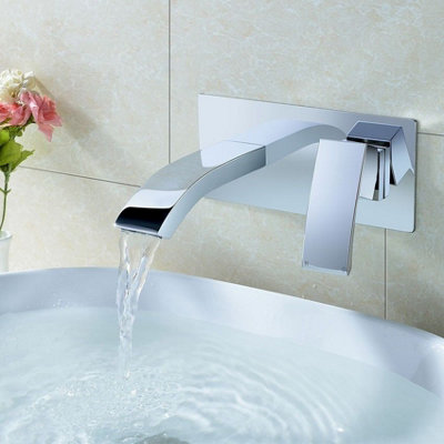 Nes Home Designer Bathroom Concealed Wall Mounted Waterfall Basin Sink Single Lever Tap