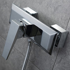 Nes Home Drayton Brass Exposed Thermostatic Shower Tap Chrome Wall Mounted Bathroom