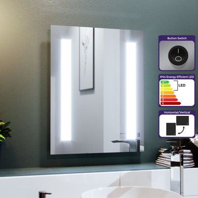 Nes Home Dual Bar LED 390 x 500mm Battery powered Bathroom Mirror