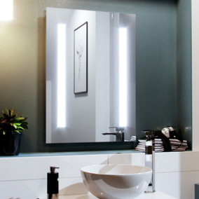 Nes Home Dual Bar LED 500 x 700mm Battery powered Round Corner Bathroom Mirror