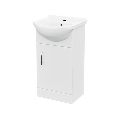 Nes Home Dyon 450mm Cloakroom Basin Sink Vanity Cabinet Unit with WC Toilet Set
