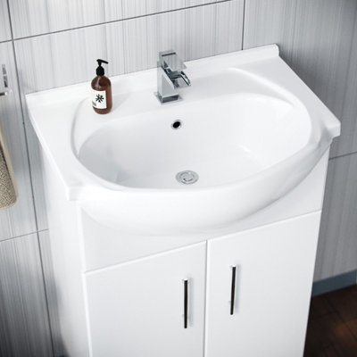 Nes Home Dyon 550mm Floorstanding Basin Vanity Unit & Close Coupled Toilet White
