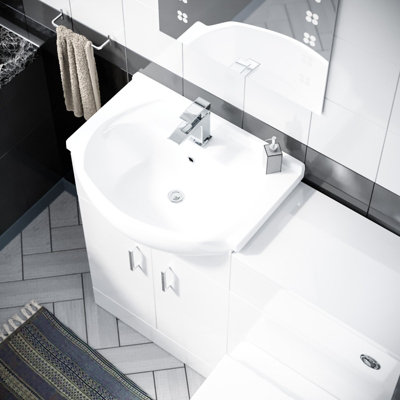 Nes Home Dyon 550mm White Vanity Sink Unit, Cloakroom Basin & BTW Toilet WC