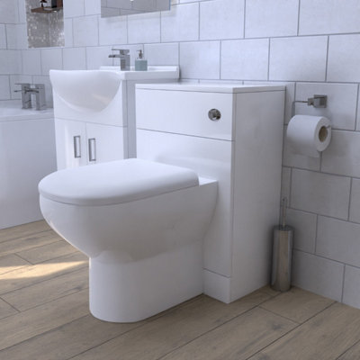 Nes Home Dyon Floor Standing White Vanity Basin, WC Unit & Comfort Height BTW Toilet