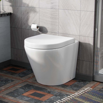 Nes Home Eddy Modern Cloakroom BTW WC Curved Rimless Toilet and Soft Close Seat