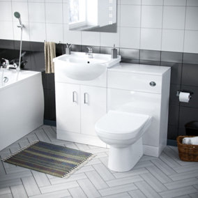 Nes Home Ellen 1700mm Bath, 550mm Vanity Basin , WC Unit & Back To Wall Toilet