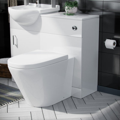 Nes Home Ellen 950mm Vanity Basin Unit, WC Unit & Ellis Back To Wall Toilet White